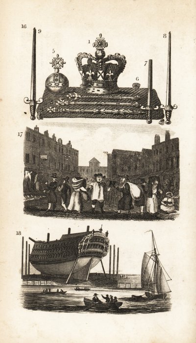 Juvelkontoret i Tower of London, Rag Fair og Old Clothes and Ship Building av Isaac Taylor