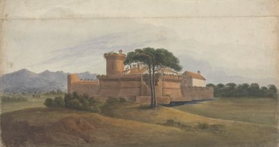 Slottet i Ostia med fjell i det fjerne av Isaac Weld