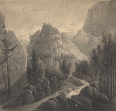 Begynnelsen av passasjen / mot Gemmi / fra Bernersiden av Isaac Weld