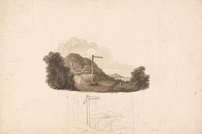 Skisse laget for en vignett av Mr. Ed Hall's History of Caernarvonshire, som aldri ble publisert av Isaac Weld