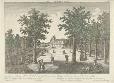 Utsikt over Buitenhof i Haag Vue du Buyten-Hof, a la Haye. (tittel på objekt) av Isaac van Haastert