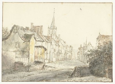 En gate i en landsby eller by Dorpsstraat av Isaac van Ostade