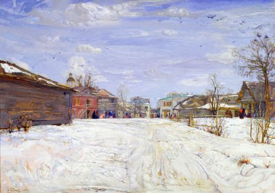 Gatescene om vinteren av Isaak Israilevich Brodsky