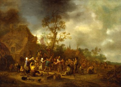 Bønder Merrymaking utenfor et vertshus, 1642 av Isack van Ostade