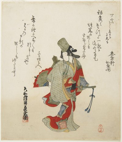 (Kvinnelig danser), 1800-tallet (farget treblokktrykk) av Ishi Matora
