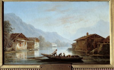 Sveitsiske fiskere i Interlaken. Maleri av Isidore Dagnan (1794 - 1873) av Isidore Dagnan
