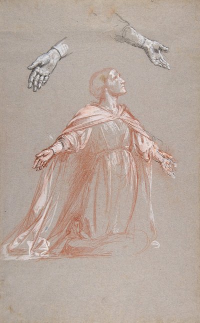 Sainte Clotilde mellomregister, studie for veggmalerier i kapellet Saint Remi..., 1800-tallet av Isidore Pils