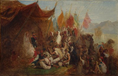 Skisse for mottak av keiser Napoleon III og keiserinne Eugénie..., 1860, ca. 1862-67. av Isidore Pils