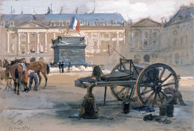 The Fall of the Vendome Column, 29. mai 1871 (akvarell på papir) av Isidore Pils