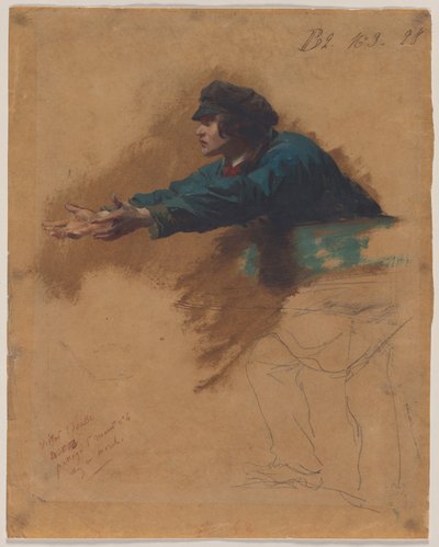 Ung mann som lener seg forover med utstrakte armer..., ca. 1851. av Isidore Pils