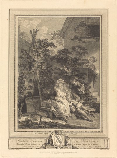 Den galante gartneren av Isidore Stanislas Helman after Pierre Antoine Baudouin