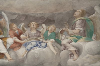 Engler, musikerengler og puttos, detalj av paradis med evig far, ca. 1623-34 (detalj av 3496185) av Isidoro Bianchi