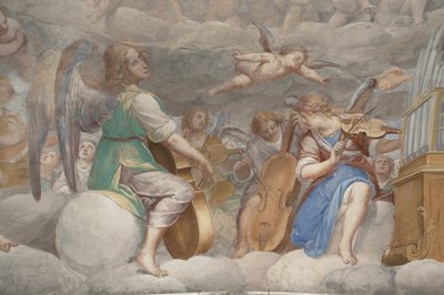 Engler, musikerengler og puttos, detalj av paradis med evig far, ca. 1623-34 (detalj av 3496185) av Isidoro Bianchi