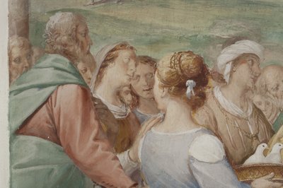 Detalj fra presentasjon av Jesus i tempelet, 1623-34 av Isidoro Bianchi
