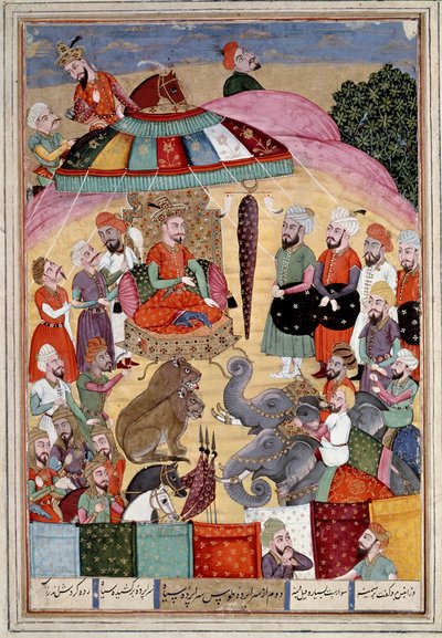 Islamsk kunst: "" Sohrab (Saharab) foran kongens telt"" Persisk miniatyr fra et manuskript av det episke diktet "" Shahnameh"" (Shah Nama, Shahnama) (Kongenes bok) av Ferdowsi (Firdawsi, eller Ferdawsi, eller Firdousi, ca. 940-rundt 1020) (ms. 607) Chantil av Islamic School