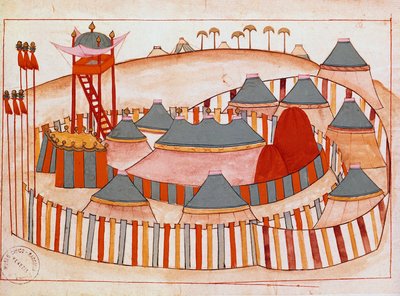 Militærleir for tyrkerne Gouache på papir fra den islamske skolen (Ms 1671) 1500-tallets Venezia Museum Correr av Islamic School