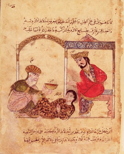 Ms.Arabe 3465 fol.78 En medisinsk konsultasjon, fra boken Kalila og Dimna av Islamic School