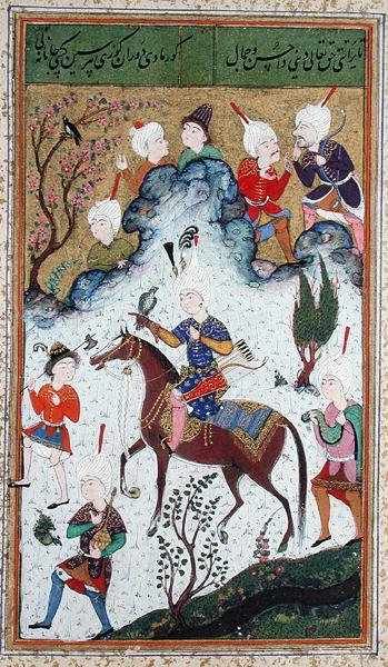 Ms B-284 fol.50b The Kings Hunt, fra Divan av Huseyn Bayqara, ca. 1540 av Islamic School