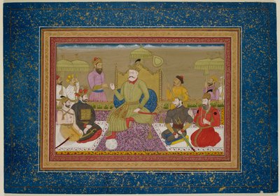 Yusuf Adil Shah tronet med de neste fire monarkene i Bijapur, ca. 1750 (vellum) av Islamic School
