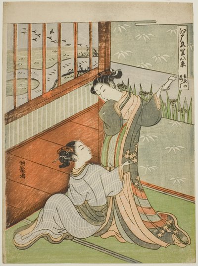 Geeses Descending at Yoshiwara (Yoshiwara no rakugan), fra serien "Eight Views of the Edo Pleasure Quarters (Edo irozato hakkei)" av Isoda Koryusai