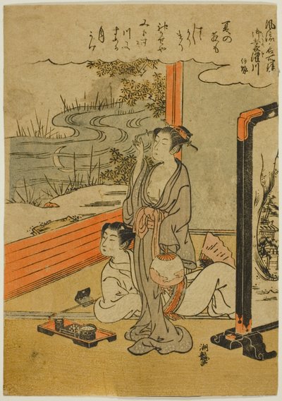 Mimosuso-elven i Ise-provinsen (Mimosusogawa, Ise), fra serien "Fashionable Mirrors of Famous Places (Furyu meisho kagami)" av Isoda Koryusai