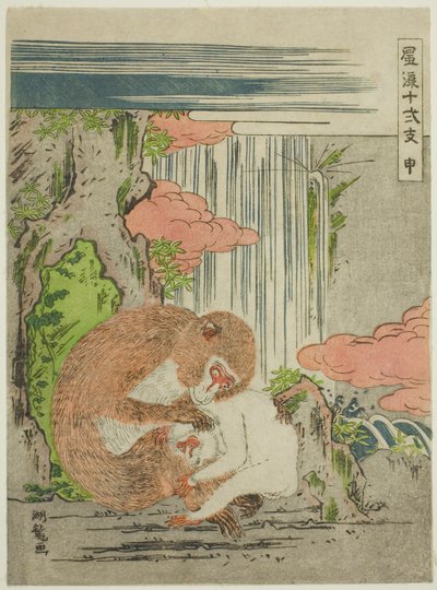 Monkey (Saru), fra serien "Fashionable Twelve Signs of the Zodiac (Furyu juni shi)" av Isoda Koryusai
