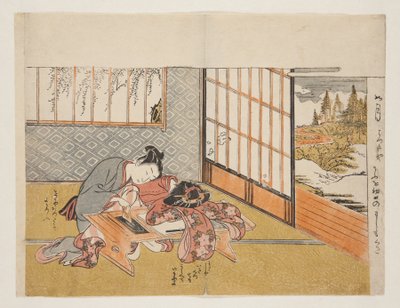 Prosperous Flowers of the Elegant Twelve Months (Furyu juniki no eiga) (farget treblokktrykk) av Isoda Koryusai