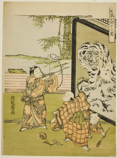 Tiger, fra serien "Fashionable Children with the Twelve Signs of the Zodiac (Furyu kodomo juni shi)" av Isoda Koryusai