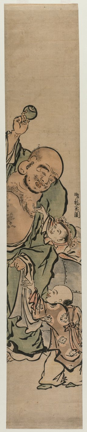 To barn som ber Hotei om en juvel av Isoda Koryusai