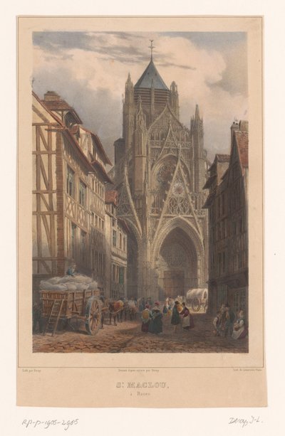 Utsikt over kirken Saint-Maclou i Rouen St. Maclou à Rouen (tittel på objekt) Ansikter i Frankrike (serietittel) La France (serietittel) av Isodore Laurent Deroy