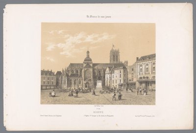 Utsikt over Saint-Jacques-kirken og statuen av Duquesne i Dieppe Dieppe. l