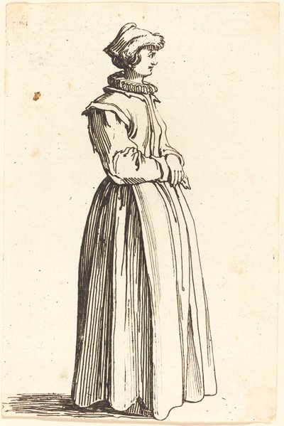 Ung kvinne, i profil, vendt mot høyre av Israel Henriet after Jacques Callot
