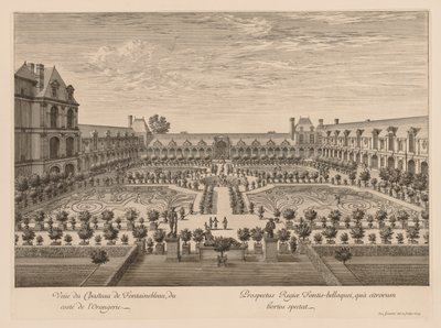 Utsikt over Château de Fontainebleau, fra oransjeriet av Israël Silvestre