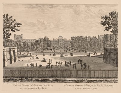 Utsikt over palasset og Tuileries-hagene, fra Queens-gårdsplassen av Israël Silvestre