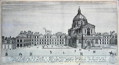 Utsikt over kapellet og Maison de Sorbonne (gravering) av Israel the Younger Silvestre