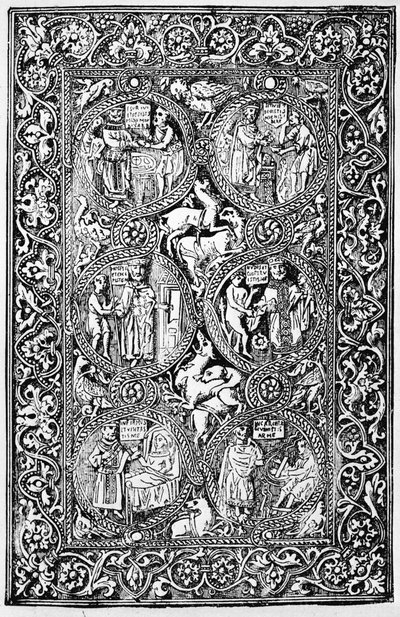 En kopi av det elfenbensbelagte omslaget til Queen Melisende Psalter, gjengitt i The Crusades: the story of the Latin Kingdom of Jerusalem av T.A. Archer, 1894 av Israeli School