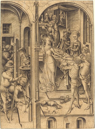 Halshugging av døperen Johannes, ca. 1480. av Israhel van Meckenem