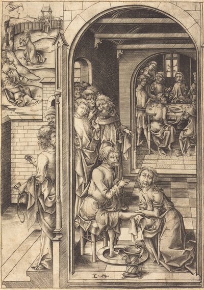 Kristus vasker apostlenes føtter, ca. 1480. av Israhel van Meckenem