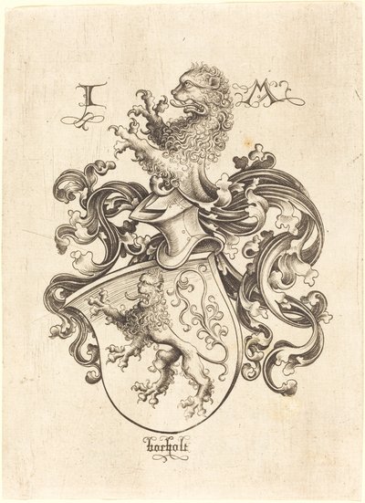 Våpenskjold med løve, ca. 14801490. av Israhel van Meckenem