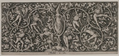 Ornament med Dance of the Lovers. av Israhel van Meckenem