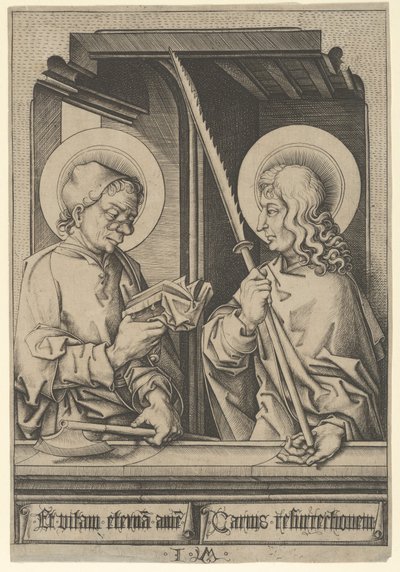 De hellige Matthias og Judas Thaddaeus, fra The Apostles,.nd av Israhel van Meckenem