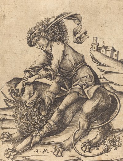 Samson og løven, ca. 1475. av Israhel van Meckenem