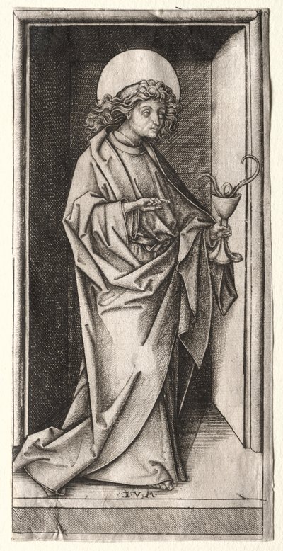 St. Johannes med slange i kalk. av Israhel van Meckenem