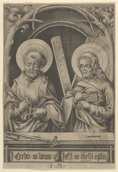 St. Peter og St. Andreas, fra The Apostles. av Israhel van Meckenem