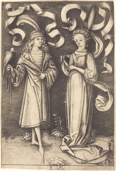 Falconer og Noble Lady, ca. 14951503. av Israhel van Meckenem