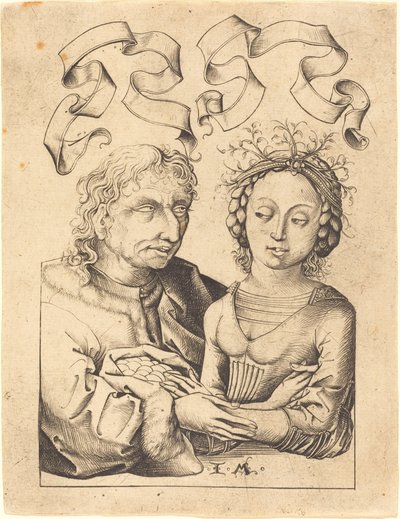 Den tåpelige gamle mannen og den unge jenta, ca. 14801490. av Israhel van Meckenem