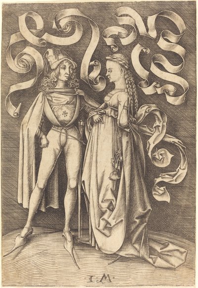 Ridderen og damen, ca. 14951503. av Israhel van Meckenem