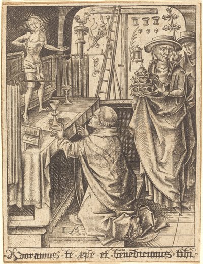 Sankt Gregors messe, ca. 14801490. av Israhel van Meckenem