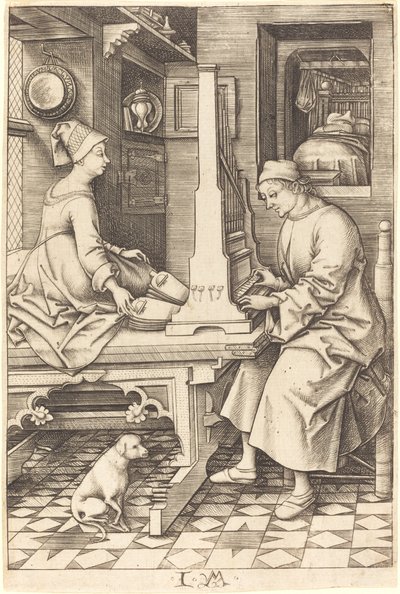 Orgelspilleren og hans kone, ca. 14951503. av Israhel van Meckenem
