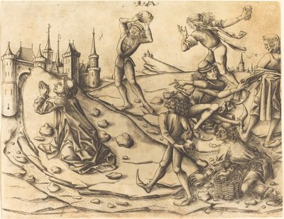 Steiningen av Saint Stephen, ca. 1470. av Israhel van Meckenem